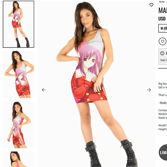 “SOLD” MANGA GIRL DRESS - LIMITED - Size M - Blackmilk - Picture 3 of 7
